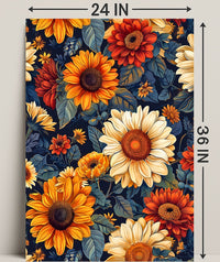 Vibrant Floral Illustration with Modern Artistic Poster