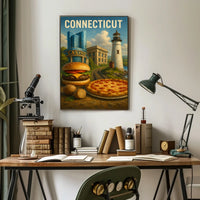 Connecticut Landmarks and Cuisine Poster