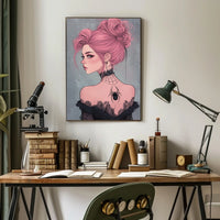 Gothic Elegance Woman Illustration Spider Tattoo Poster
