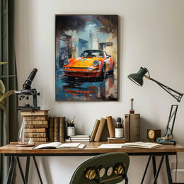 Vibrant Classic Car In Urban Garage Poster PosterGoat