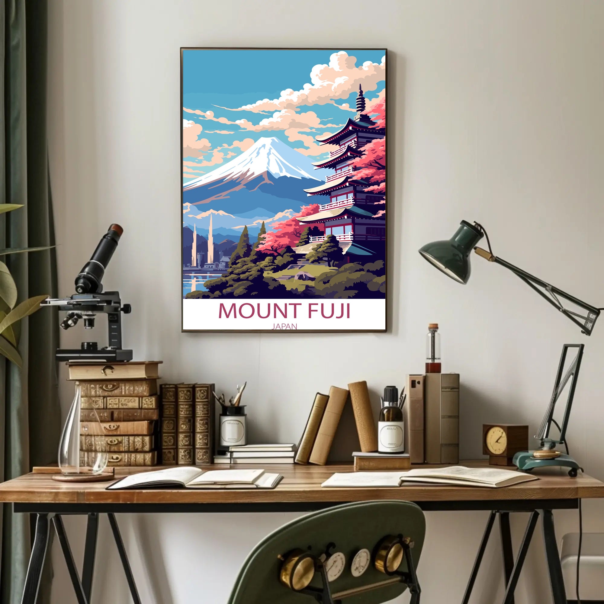 Mount Fuji Vintage Travel Art Poster
