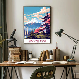 Mount Fuji Vintage Travel Art Poster
