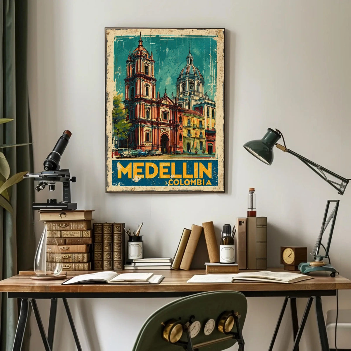 Medellín, Colombia Vintage Travel Poster