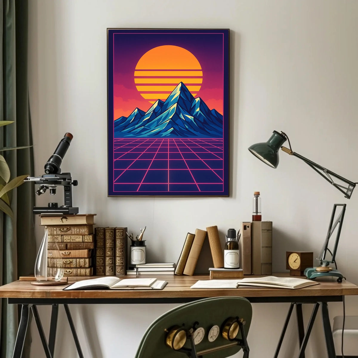 Retro-Futuristic Synthwave Art Print - Futuristic Sci-Fi Poster