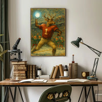 Whimsical Reindeer Holiday Sports Fantasy Vintage Poster