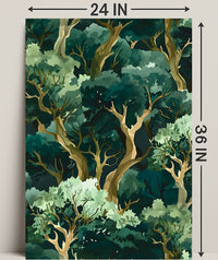 Lush Green Forest Abstract Artistic Poster