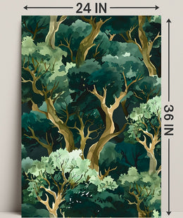 Lush Green Forest Abstract Artistic Poster
