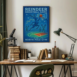 Reindeer Basketball Game Poster