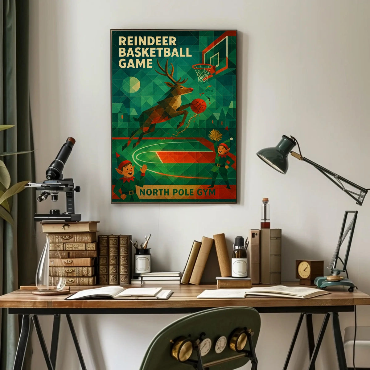 Reindeer Basketball Game Poster