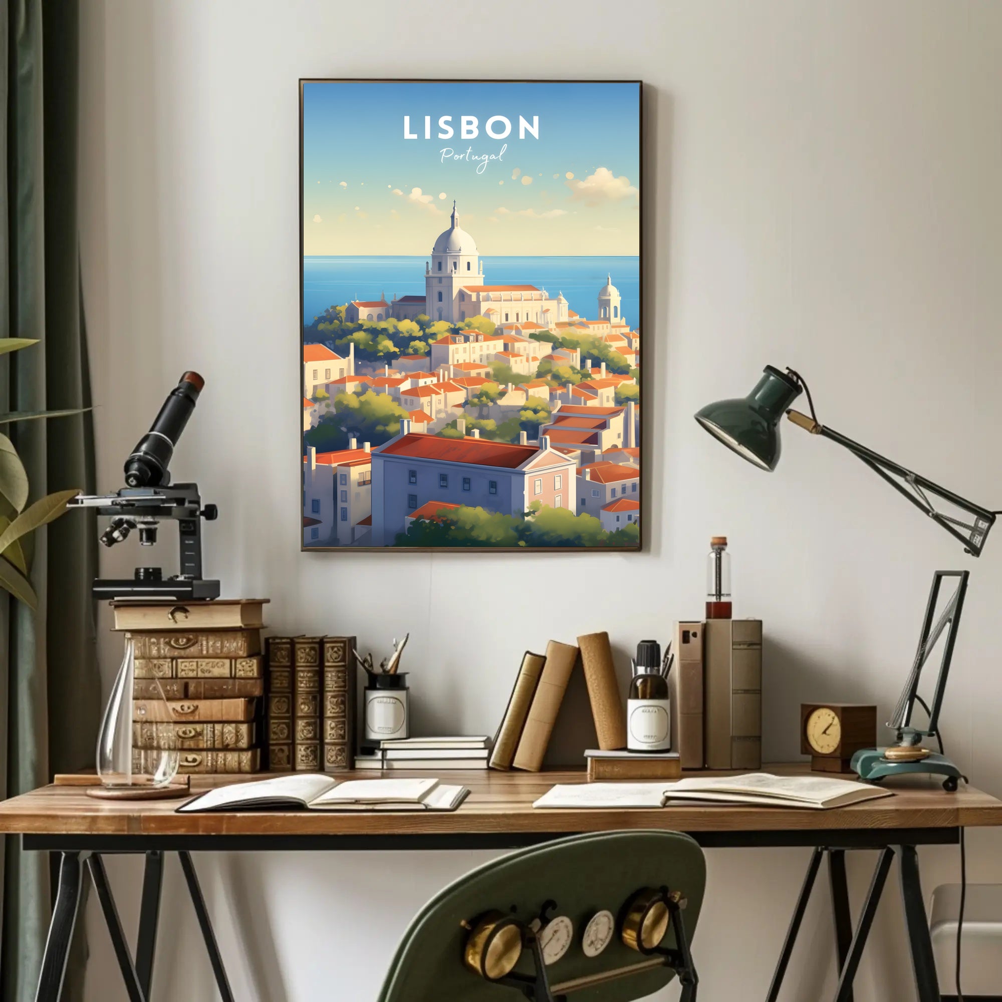 Lisbon Cityscape Coastal View Urban or Cityscape Poster