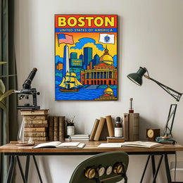 Boston Iconic Landmarks Poster PosterGoat