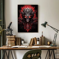 Skull with Horns Fantasy Gothic Art Poster
