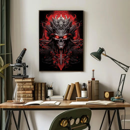 Skull with Horns Fantasy Gothic Art Poster