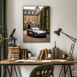 Luxury Car at Elegant Estate Poster PosterGoat