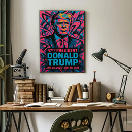 Commanding Colors Donald Trump in Pop Art Poster