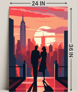 Sunset Silhouettes In The City Poster