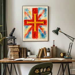 Vibrant Cross And Flag Poster