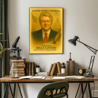 Bill Clinton 42nd President of the United States Vintage Watercolor Poster
