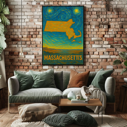 Massachusetts Starry Night Poster