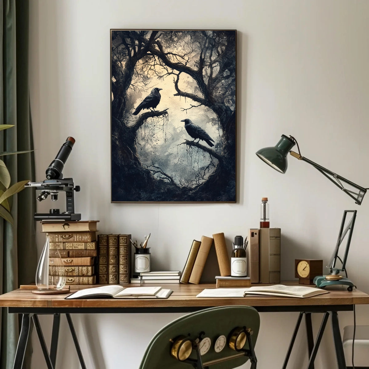 Ravens on Barren Branches Artistic Poster
