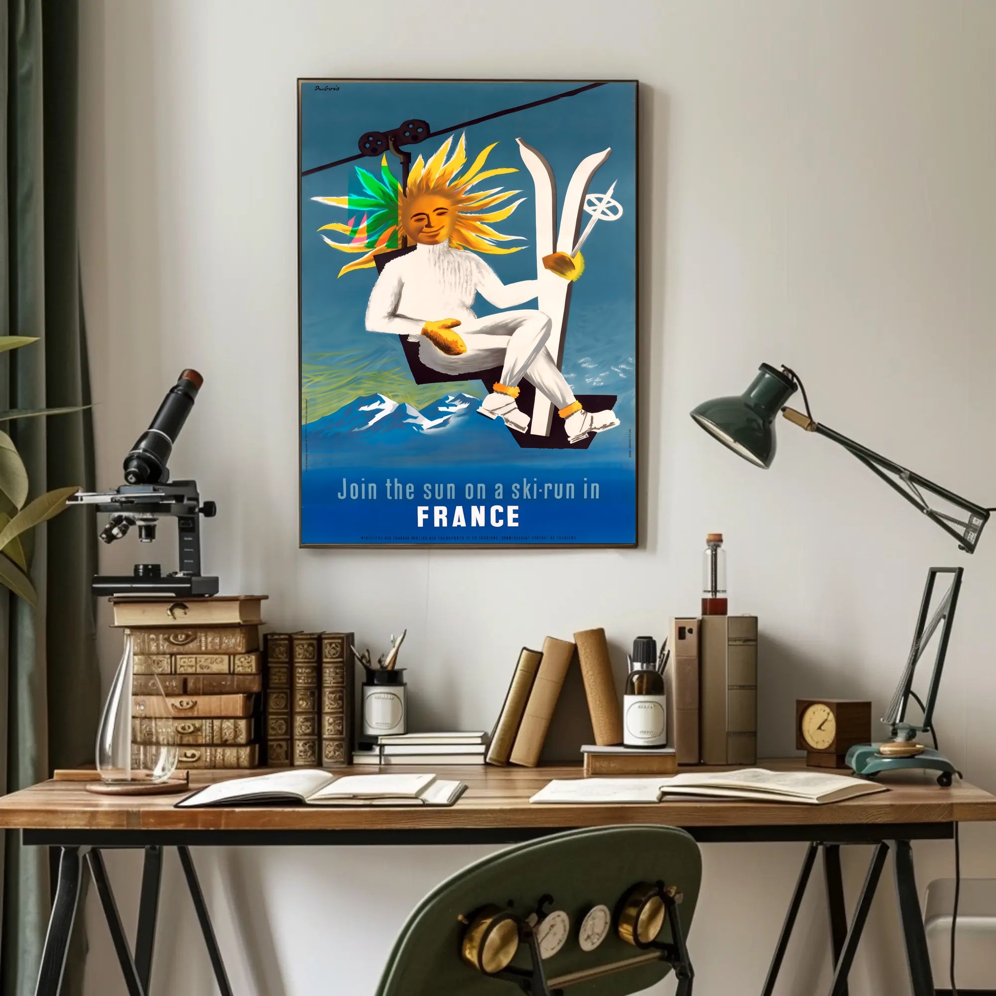 Skiing in France with the Sun Poster PosterGoat