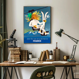 Skiing in France with the Sun Poster PosterGoat