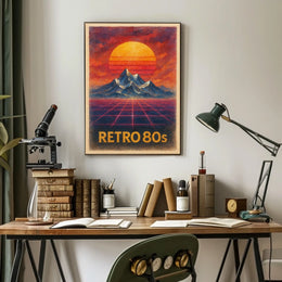 RETRO Sunsets and Mountains Synthwave Abstract or Artistic Poster