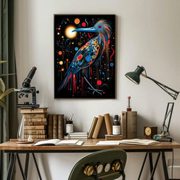 Vibrant Cosmic Bird in Abstract Artistic Poster
