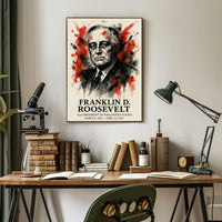 FDR Patriotic Portrait Vintage Historical Presidential Poster