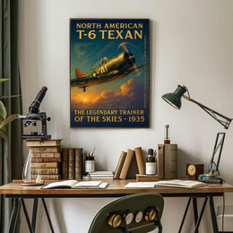 North American T-6 Texan Vintage Aviation Poster