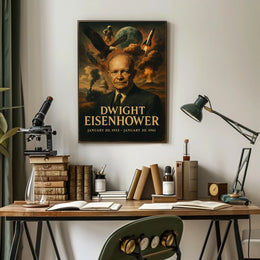 Dwight Eisenhower Presidential Era 1950s America Patriotic Realism Art Deco Poster