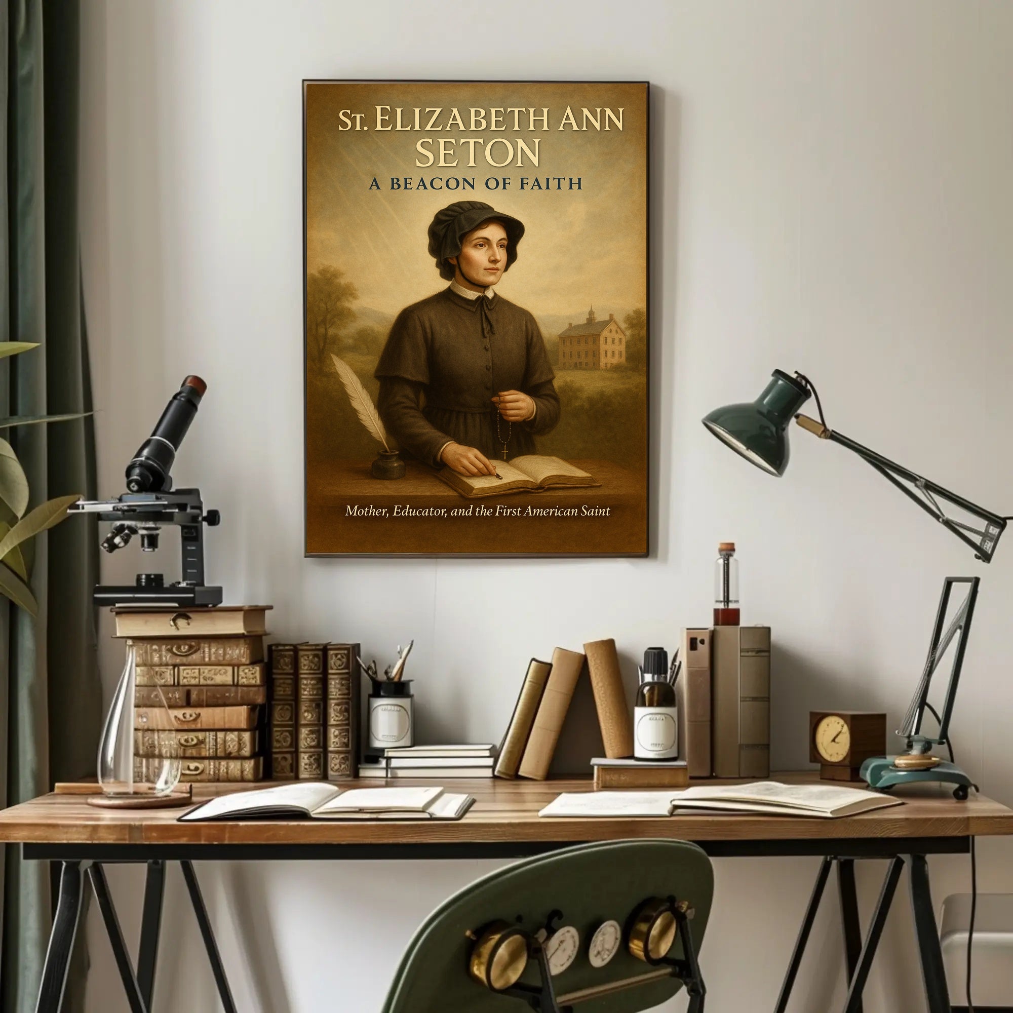St Elizabeth Ann Seton Vintage Religious Poster