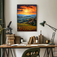 Tuscany's Enchanting Sunset Landscape Travel Poster