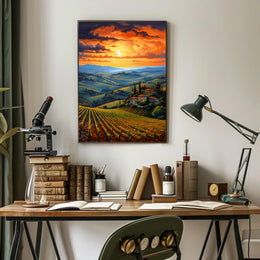 Tuscany's Enchanting Sunset Landscape Travel Poster