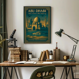Abu Dhabi Oasis Where Tradition Meets Modernity Travel Poster