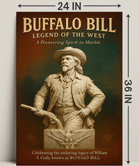 Buffalo Bill Marble Statue Poster Vintage Wall Art
