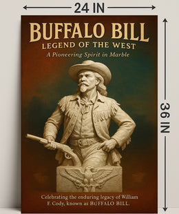 Buffalo Bill Marble Statue Poster Vintage Wall Art