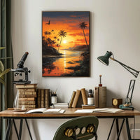 Tropical Sunset Dreamscape: Vibrant Coastal Travel Poster