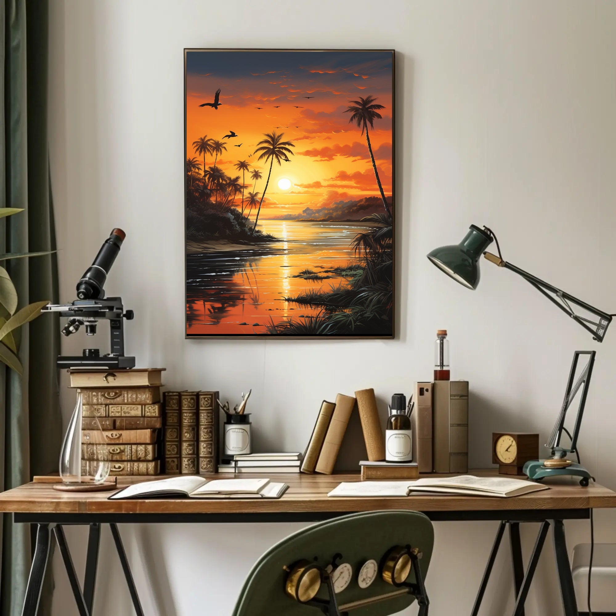 Tropical Sunset Dreamscape: Vibrant Coastal Travel Poster
