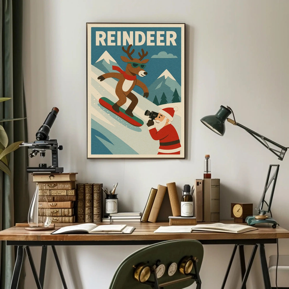 Reindeer On The Slopes Poster