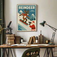 Reindeer On The Slopes Poster