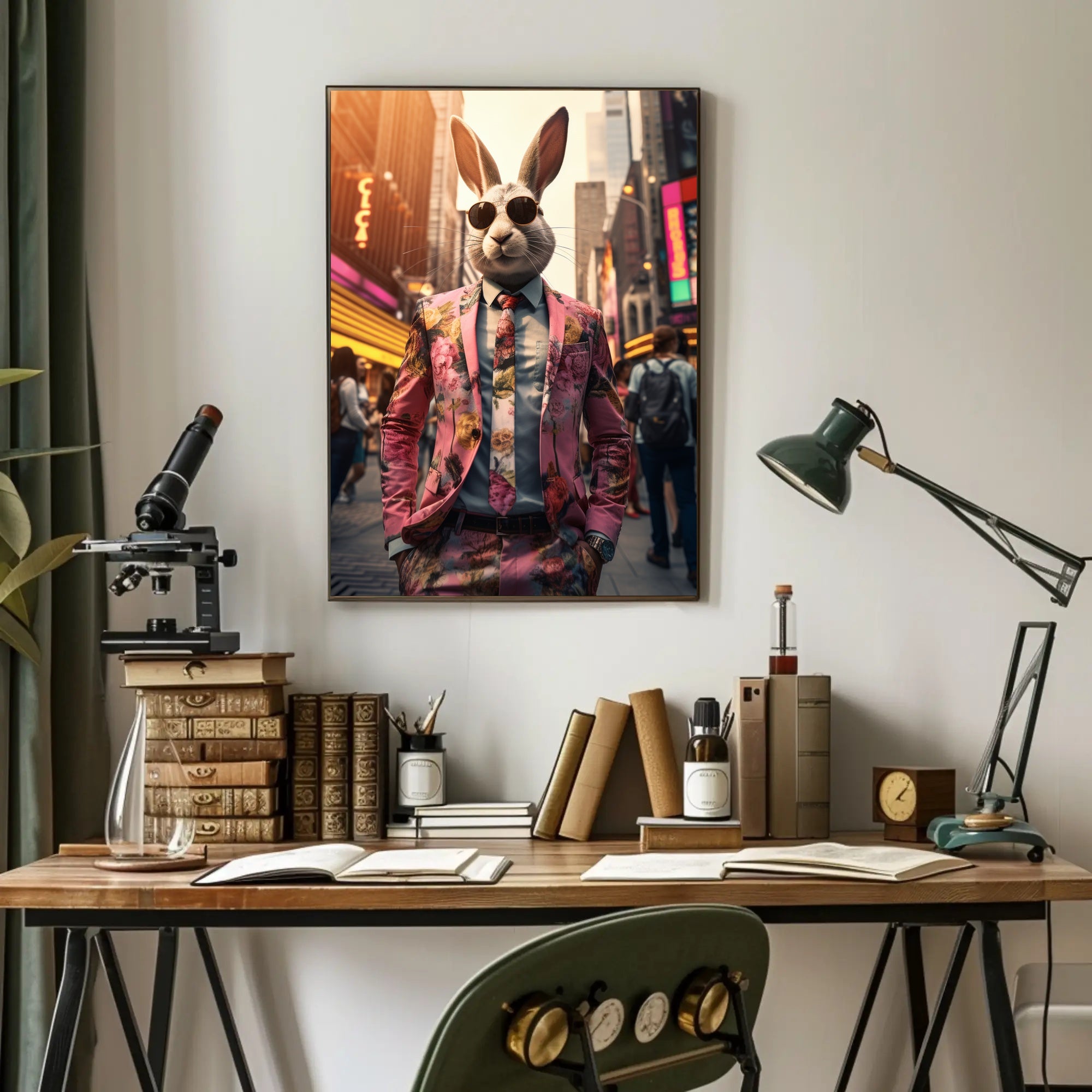 Stylish Rabbit In The City Poster