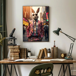Stylish Rabbit In The City Poster