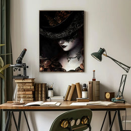 Mysterious Woman in Baroque Elegance Artistic Poster PosterGoat