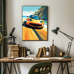 Speed and Freedom on Coastal Road Sports Poster