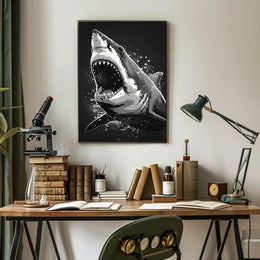 Ferocious Shark Illustration Poster