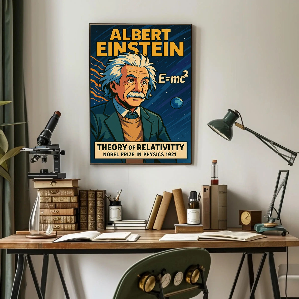 Albert Einstein Relativity Vintage Science Curious Poster