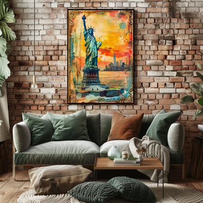 Statue of Liberty Vintage Travel Poster