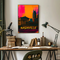 Nashville Pop Art Cityscape Poster