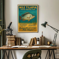 Nile Tilapia Vintage Aquatic Poster for Sustainability Enthusiasts